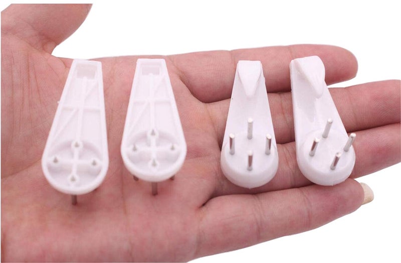 NATUWORLD 20Pcs Plastic Wall Hooks, White, 4cm/1.57inch Length, Max Load 10kg/22lbs, Picture Hanging Kit, Hard Wall, Solid Wood, Cement, Lime, Whitewashed, Stickers - Image 3